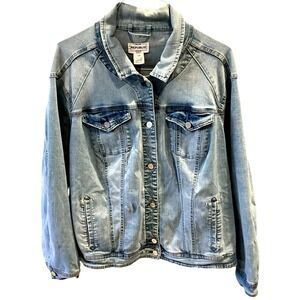 For The Republic‎ Denim Jacket Women's Size 24W Cotton Blend Light Wash Plus